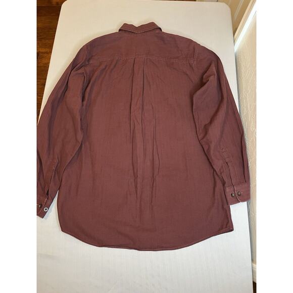 LL Bean Shirt Men's M Tall Maroon Button Front Thick Long Sleeve 278630 - Picture 2 of 7